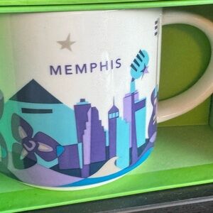 Cityscape Mug with Purple and Blue Design